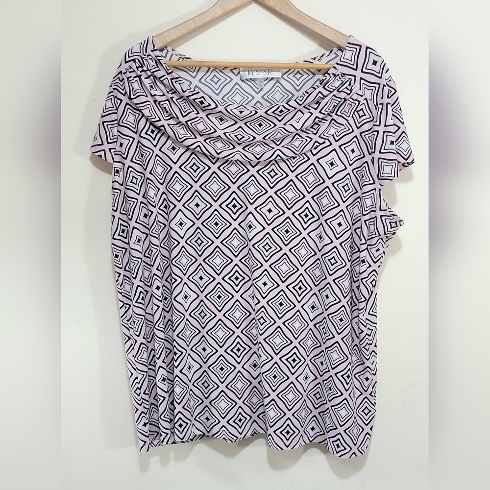 2x Womens Plus Size Kasper Print Cap Sleeve Top Sz 2x Like New T538